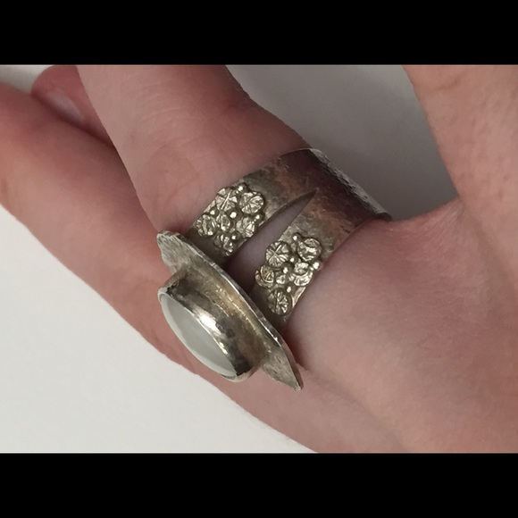 EUC Handmade 925 Sterling Silver Pave Pearl Ring! - Picture 3 of 7